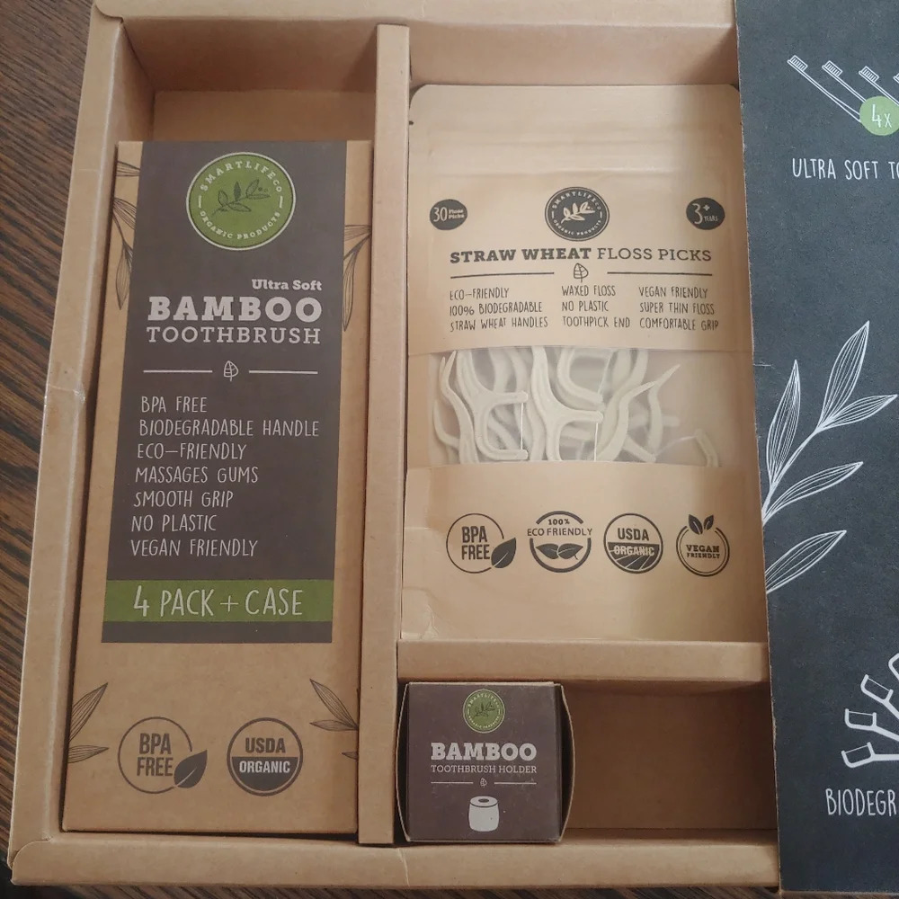 Eco Friendly Oral Care Kit Organic,Vegan Bamboo NEW in Original Box - Picture 9 of 10